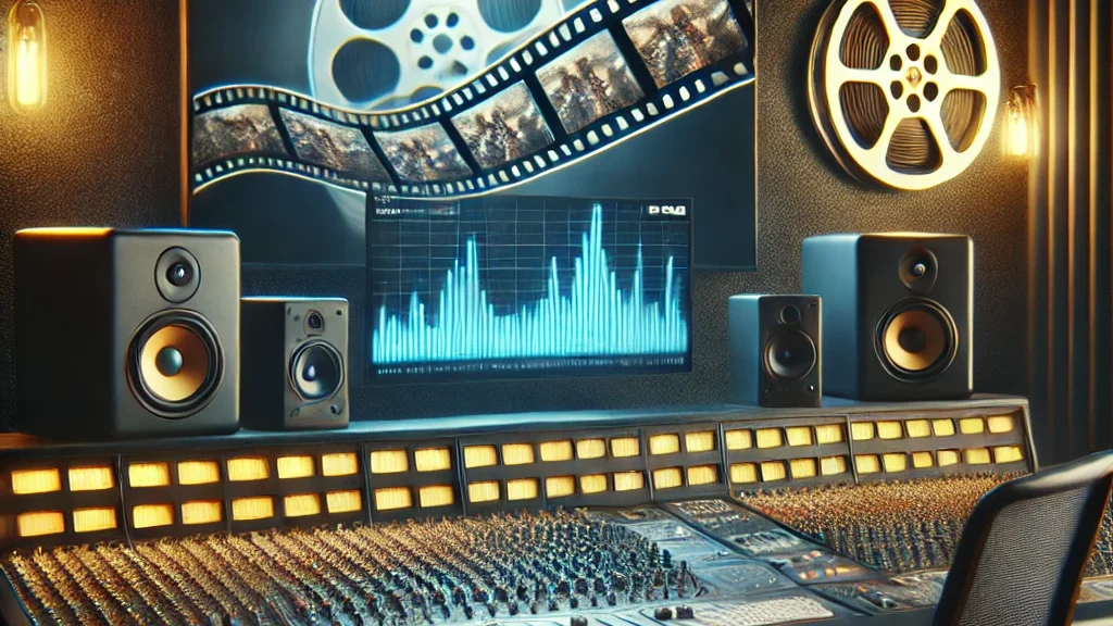 professional music studio with mixing console